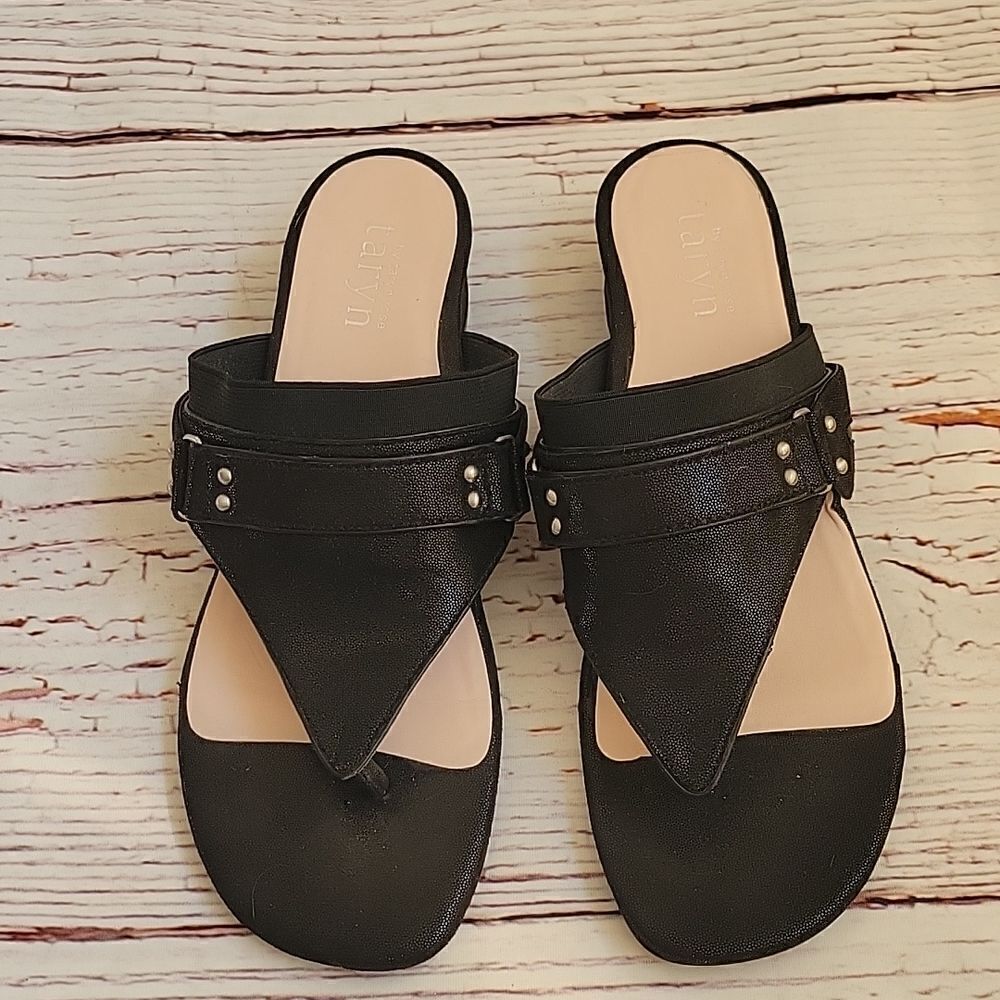TARYN ROSE Black Thongs Size 8.5 - Picture 4 of 7